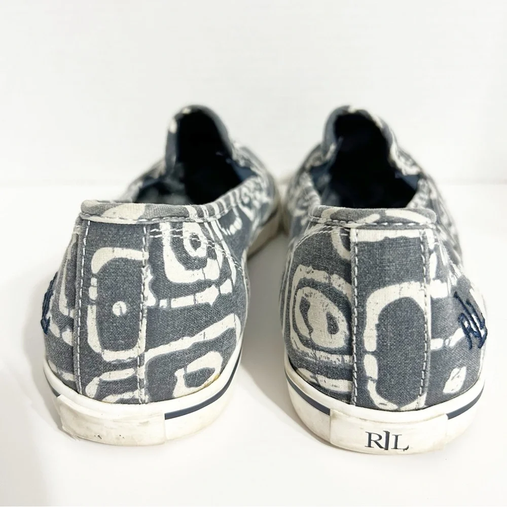 Lauren Ralph Lauren Janis Batik Tribal Print Slip On Cotton Canvas Sneakers 💙🤍
